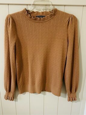 {Adrianna Papell} Ribbed Puff-Sleeve Sweater